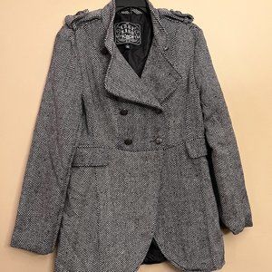 Last Kiss Women's Black & White Herringbone Jacket, Size Large